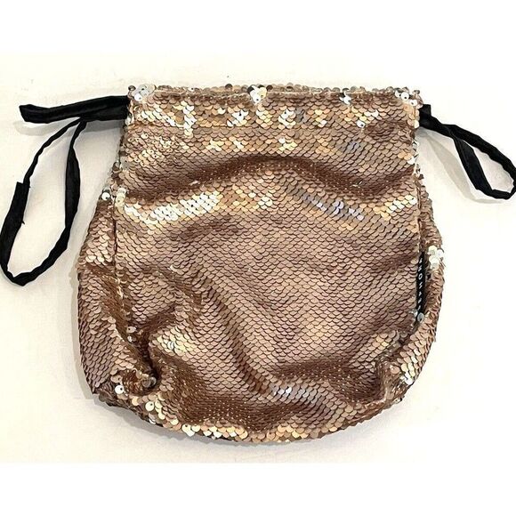 Sequined Makeup Bag Rose Gold Drawstring Pouch Limited Edition Lot of 6 Girls - Picture 13 of 16